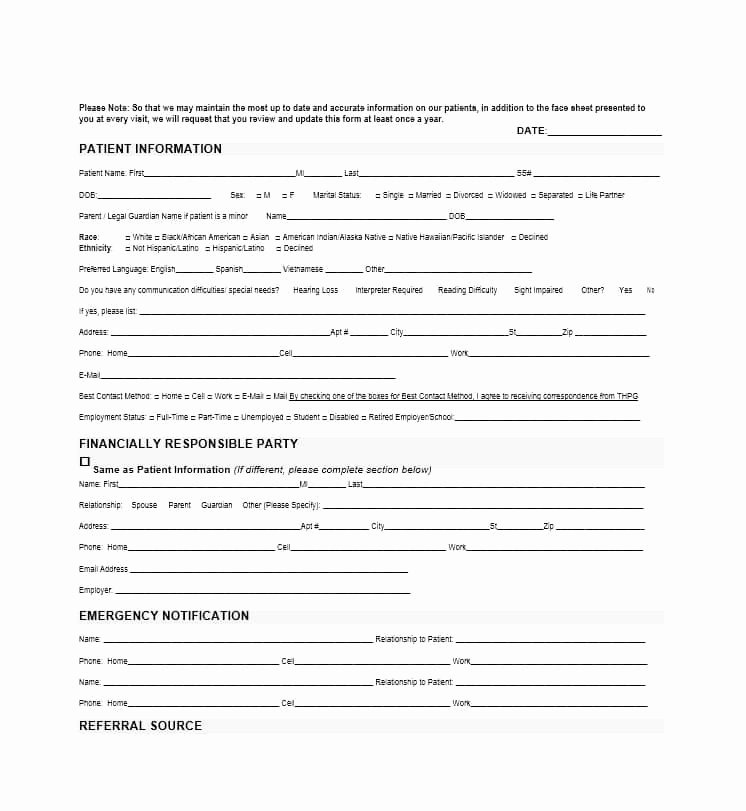 New Patient form Template Elegant 44 New Patient Registration form Templates Printable