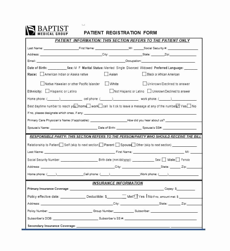 New Patient form Template Inspirational 44 New Patient Registration form Templates Printable