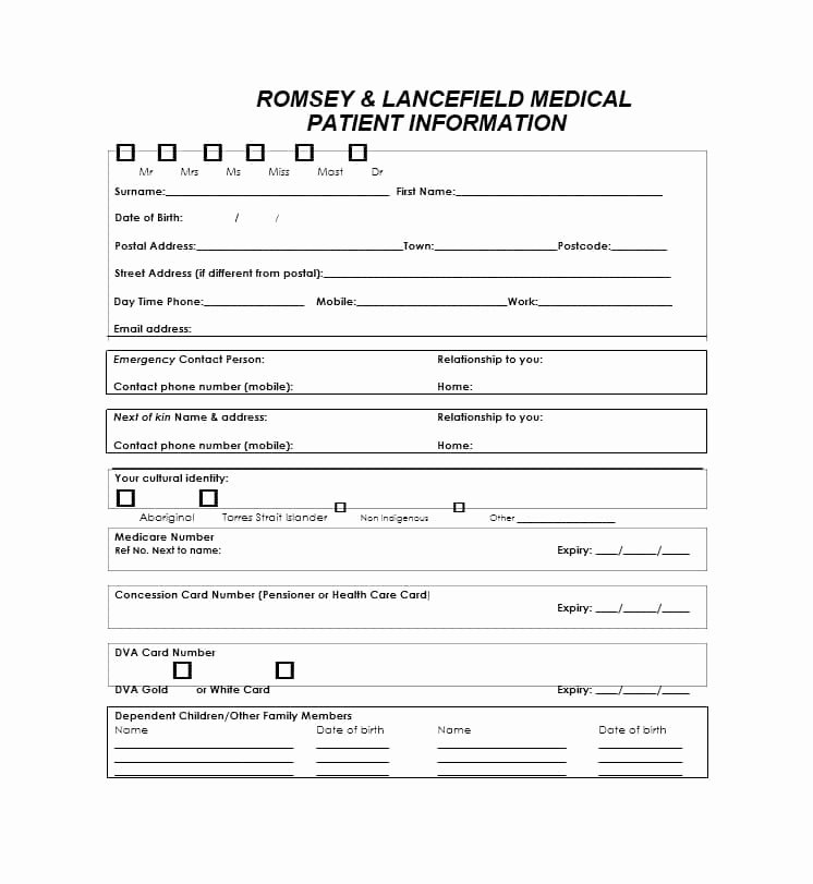 New Patient form Template Inspirational 44 New Patient Registration form Templates Printable
