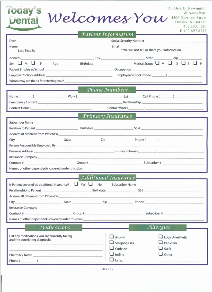New Patient form Template Lovely 27 Of Dental New Patient forms Template