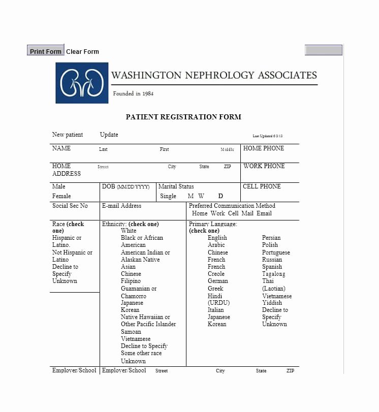 New Patient form Template Lovely 44 New Patient Registration form Templates Printable