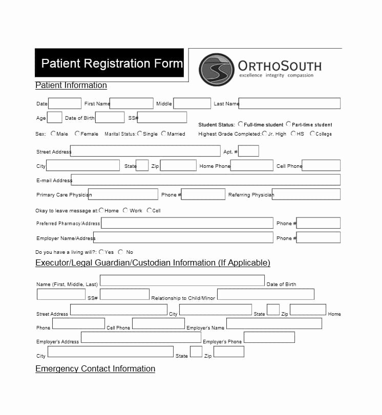 New Patient form Template Luxury 44 New Patient Registration form Templates Printable
