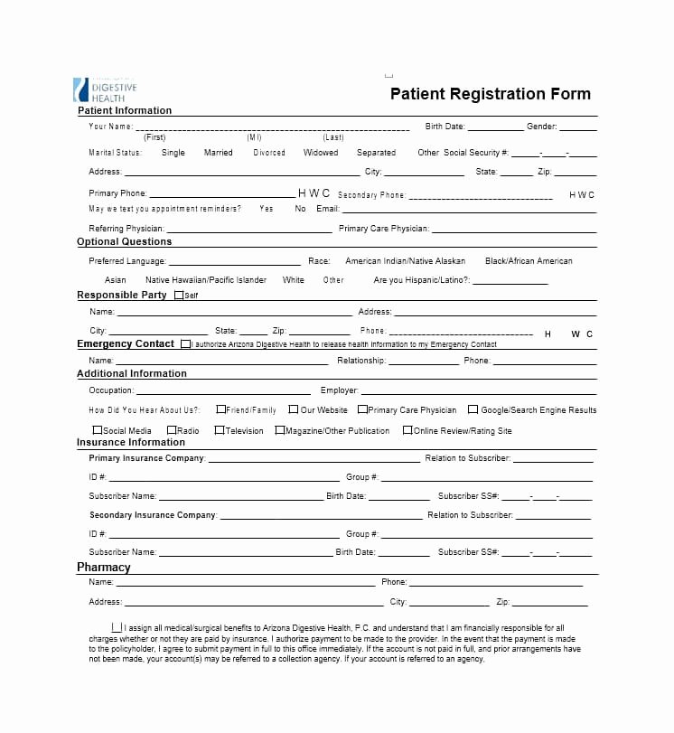 New Patient form Template Unique 44 New Patient Registration form Templates Printable