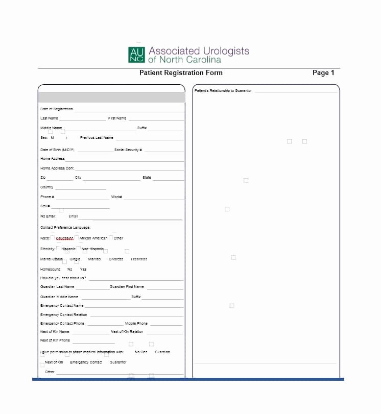 New Patient form Template Unique 44 New Patient Registration form Templates Printable