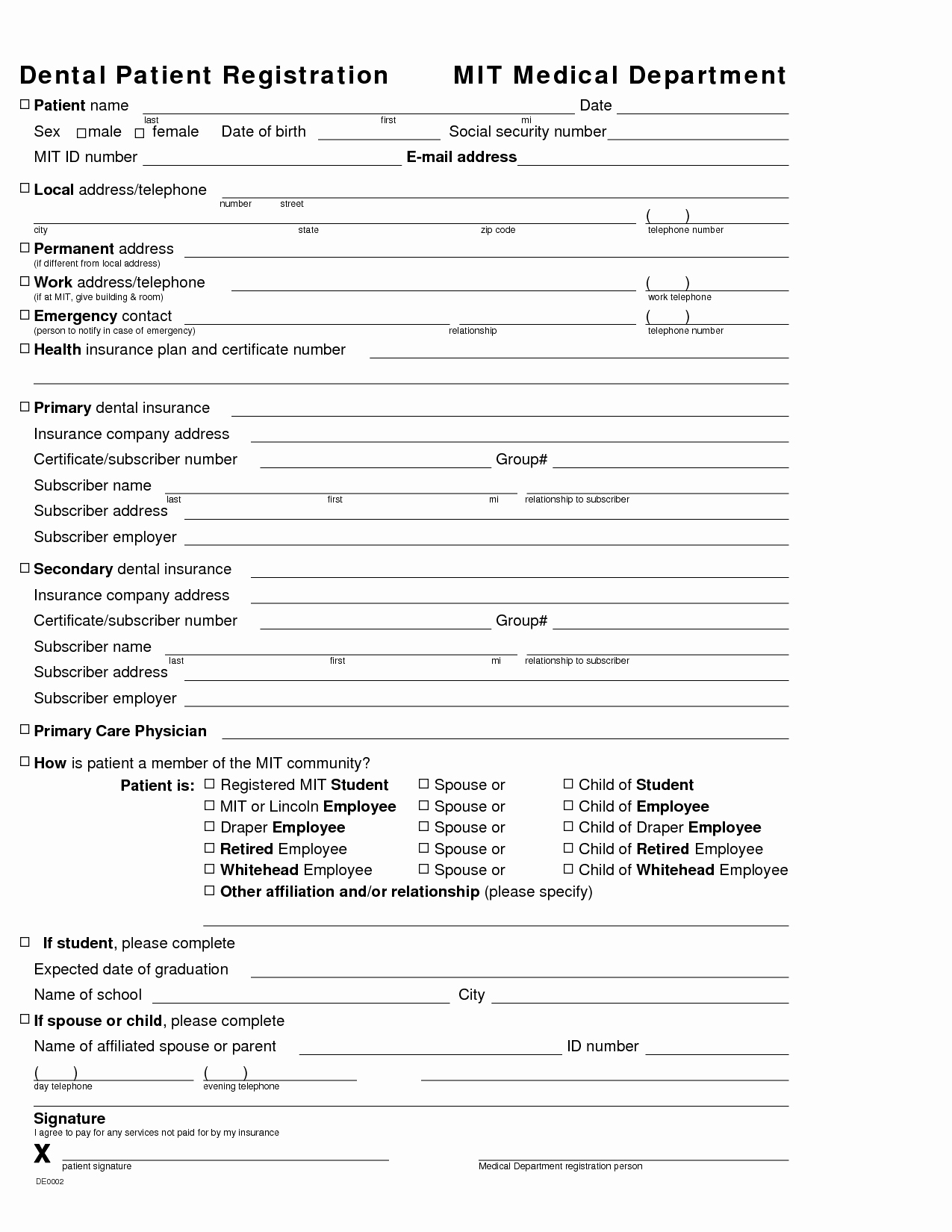 New Patient Registration form Template Awesome 27 Of Dental New Patient forms Template