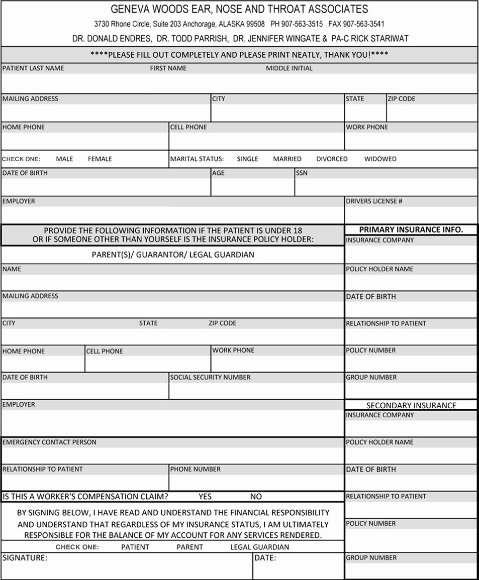 New Patient Registration form Template Beautiful New Patient Registration Line form