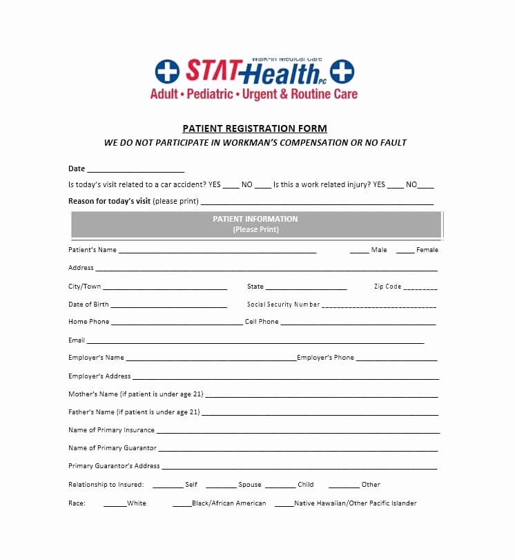 New Patient Registration form Template Best Of 44 New Patient Registration form Templates Printable