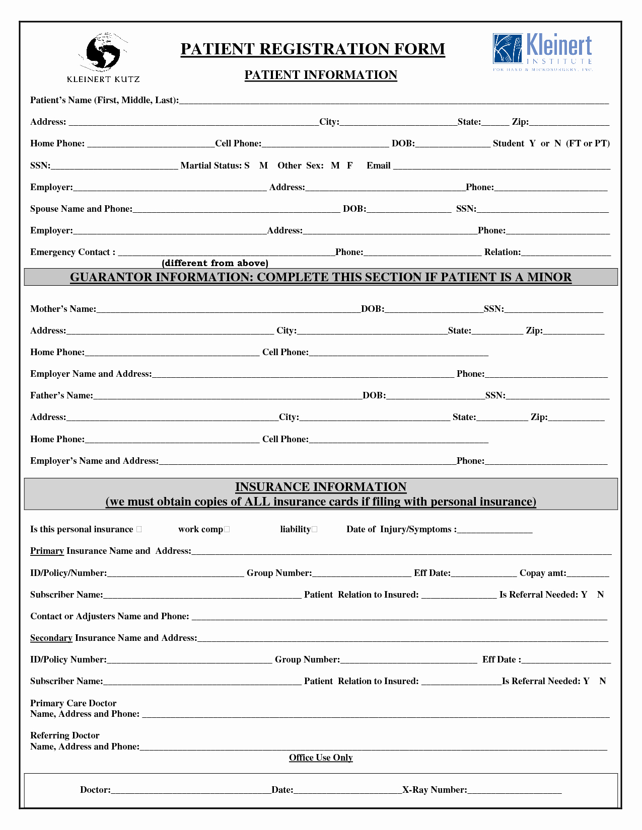 New Patient Registration form Template Fresh Best S Of Printable Patient Registration forms