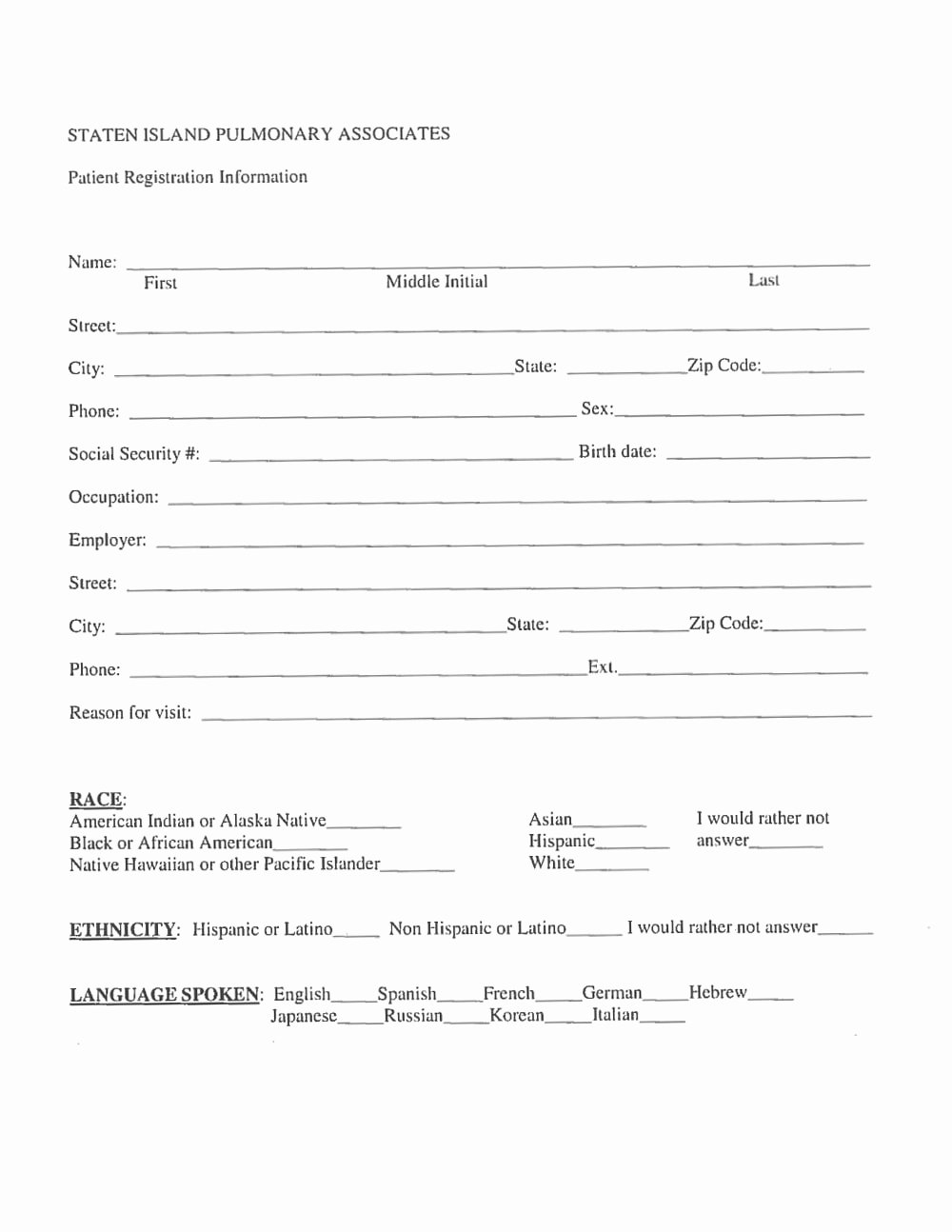 New Patient Registration form Template Fresh New Patient Registration form – Staten island Pulmonary