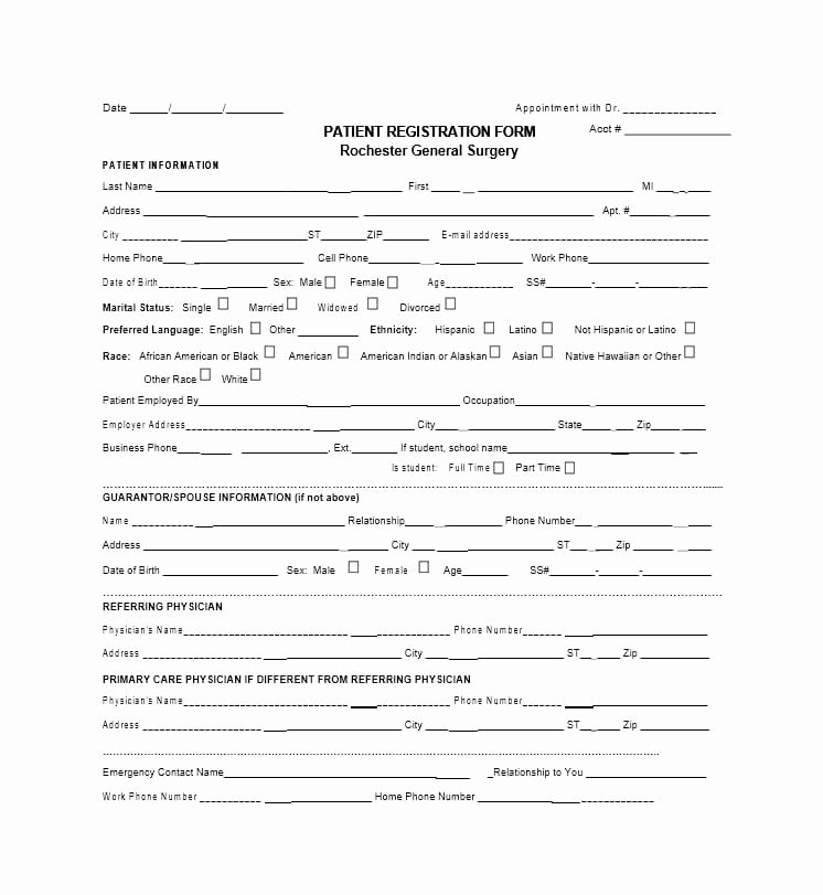 New Patient Registration form Template Lovely 44 New Patient Registration form Templates Printable