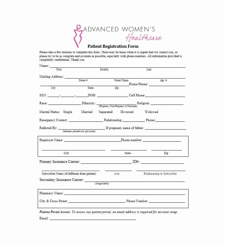 New Patient Registration form Template Lovely 44 New Patient Registration form Templates Printable