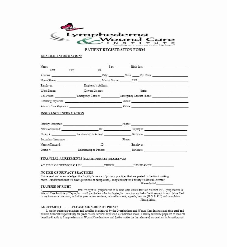 New Patient Registration form Template New 44 New Patient Registration form Templates Printable