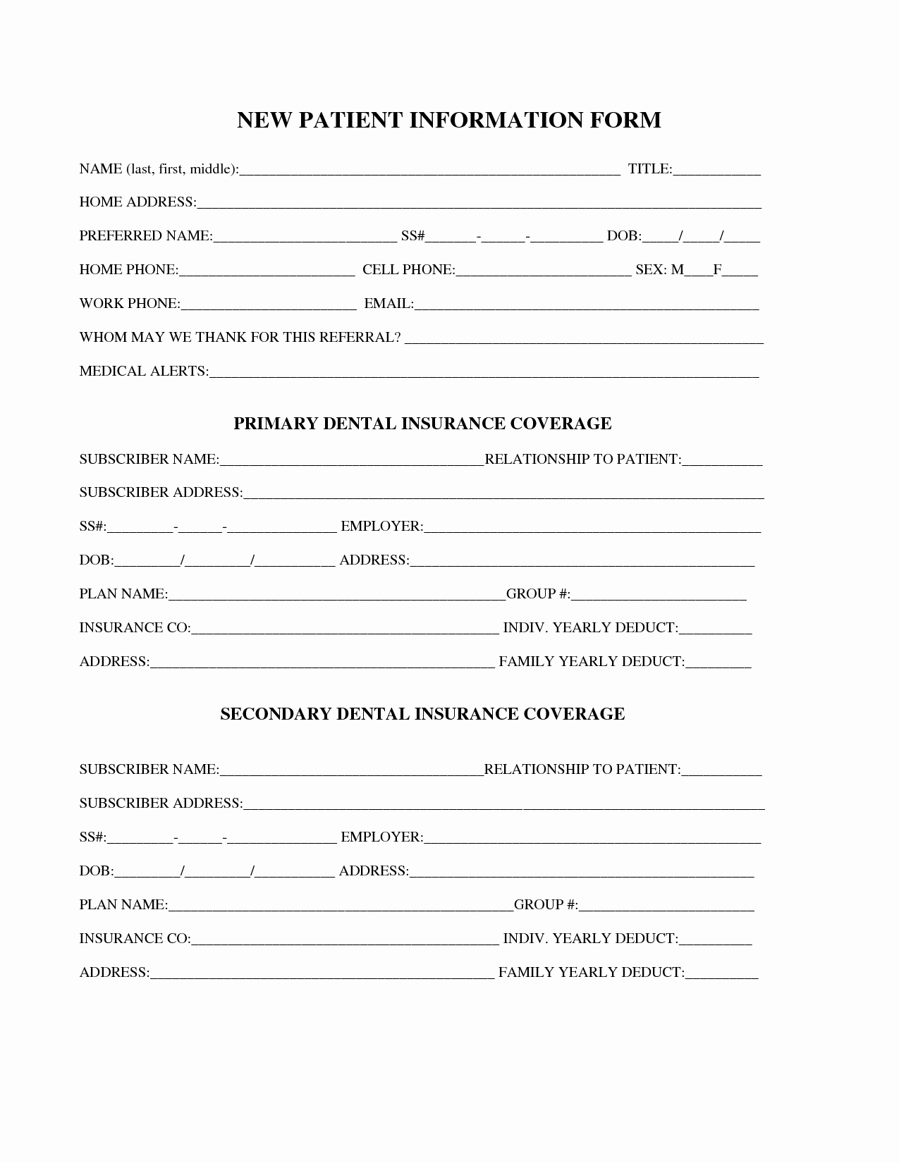 New Patient Registration form Template Unique 27 Of Dental New Patient forms Template