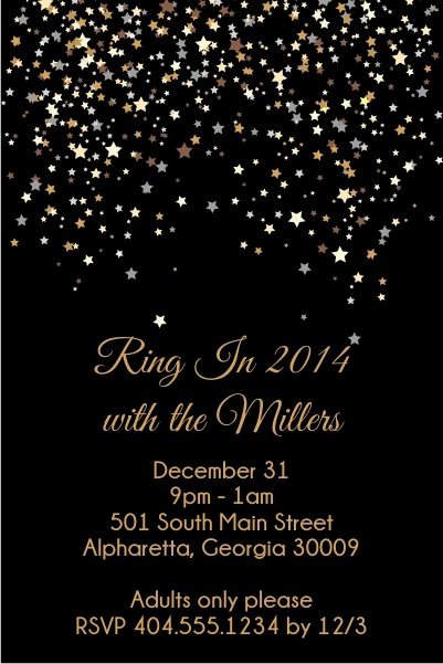 New Year Party Invitation Template Beautiful Star Confetti Christmas Holiday New Years Eve Party