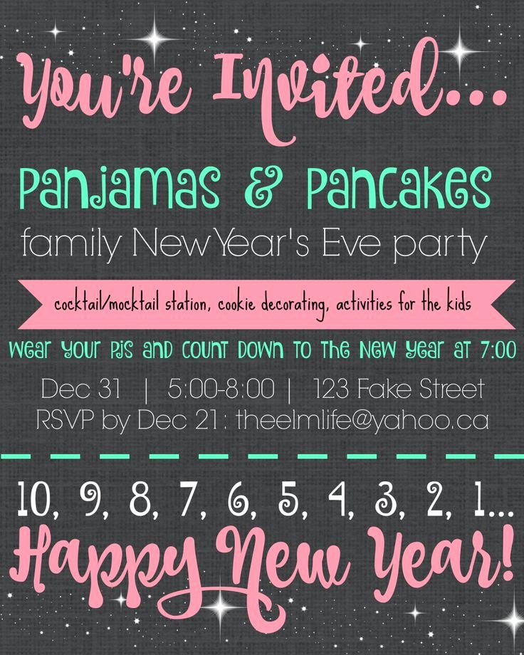 New Year Party Invitation Template Unique Pajamas &amp; Pancakes Family New Year S Eve Party Invitation