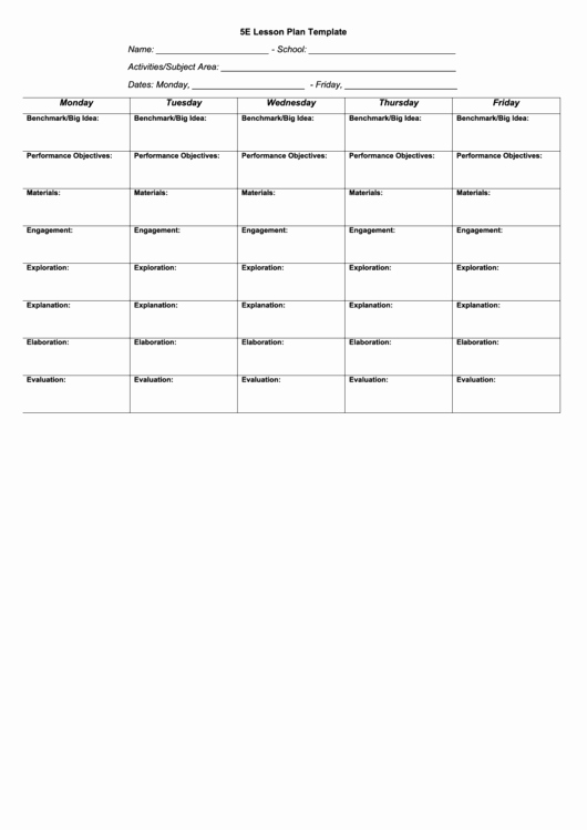 Ngss Lesson Plan Template Lovely 5e Lesson Plan Template Printable Pdf