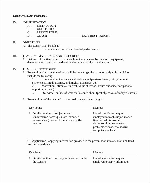 Nursing Education Plan Template Beautiful Sample Lesson Plan format 8 Examples In Word Pdf