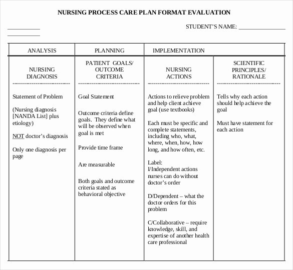 Nursing Education Plan Template New Nursing Care Plan Template