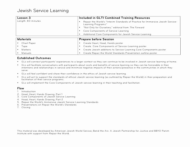 Nys Lesson Plan Template Beautiful 3 Jewish Service Learning Lesson Plan and Ub D
