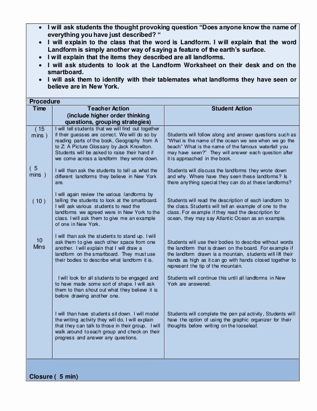 Nys Lesson Plan Template Beautiful Edtpa Childhood Lesson Plan Template Lesson All 3