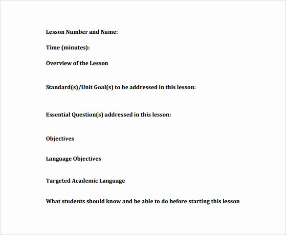 sample unit lesson plan template