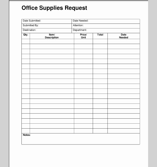 Office Supply order form Template Elegant Supply Request form