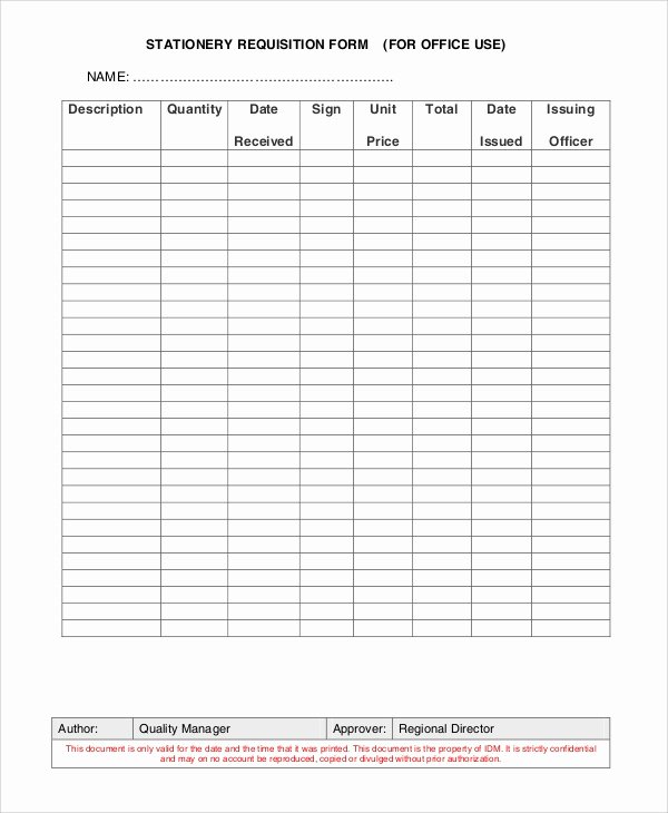 Office Supply order form Template Lovely Requisition form Samples Examples Templates 10