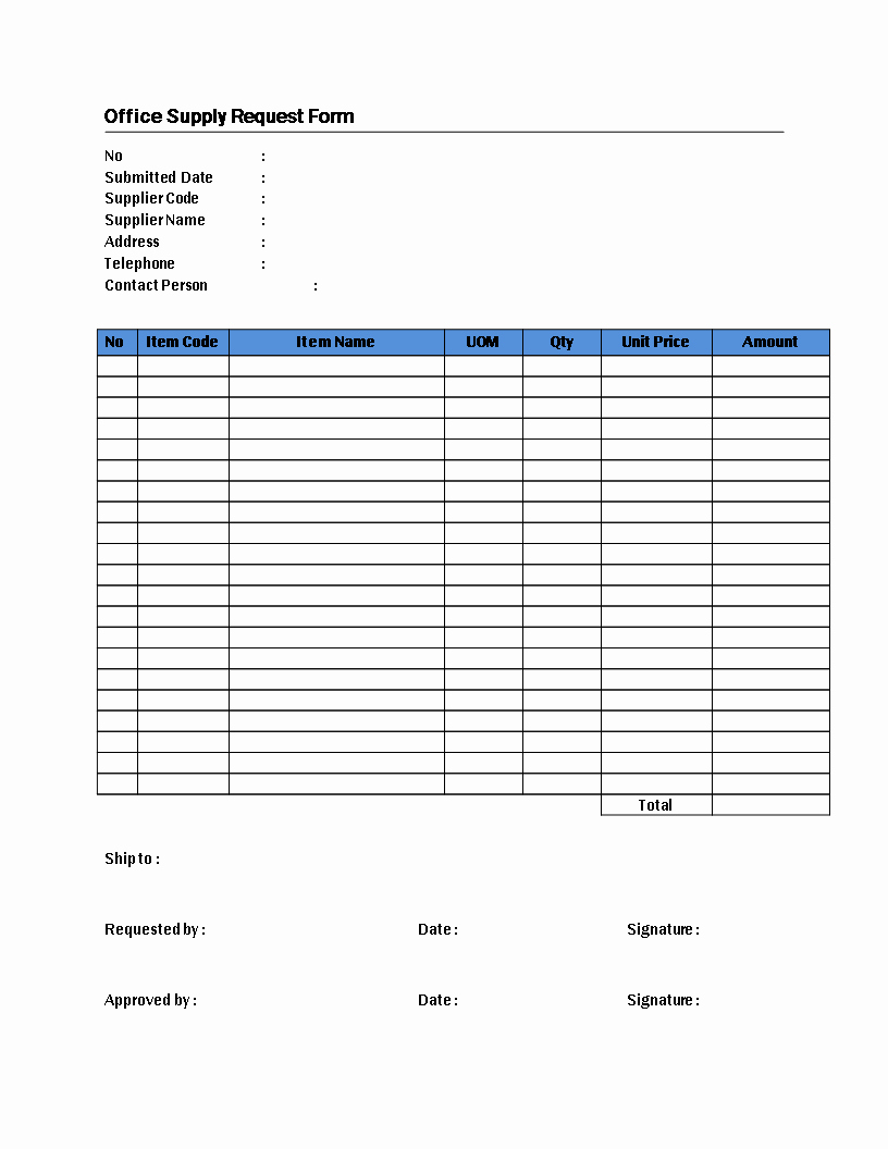 Office Supply order form Template Luxury Fice Supply Request form Template