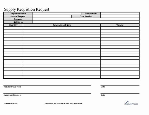 Office Supply order form Template New Supply Requisition form