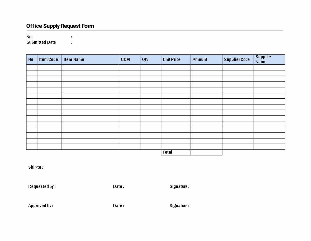 Office Supply order form Template Unique Fice Supply Request Model