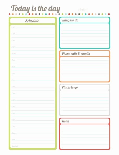 One Day Schedule Template Beautiful Free Printable Fillable &quot;today is the Day&quot; Planner Diary