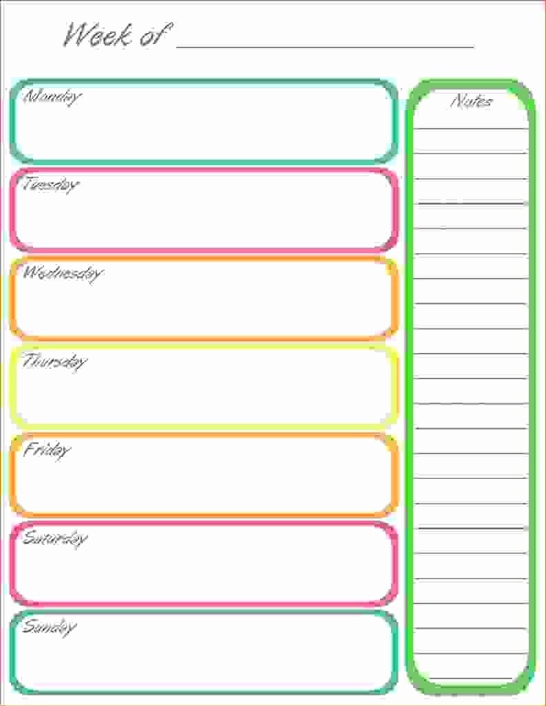 One Day Schedule Template Inspirational 7 Free Weekly Planner Template Memo formats Ripping Day