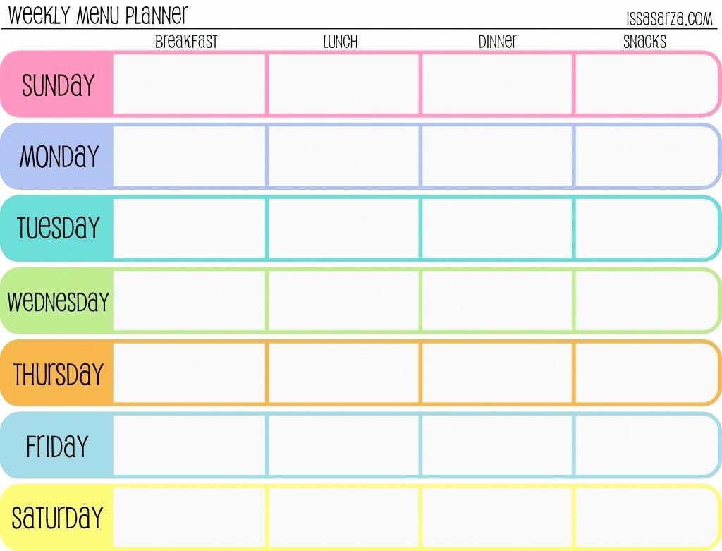 One Day Schedule Template Inspirational Free Printable Menu Planners Fill In Day Of the Week