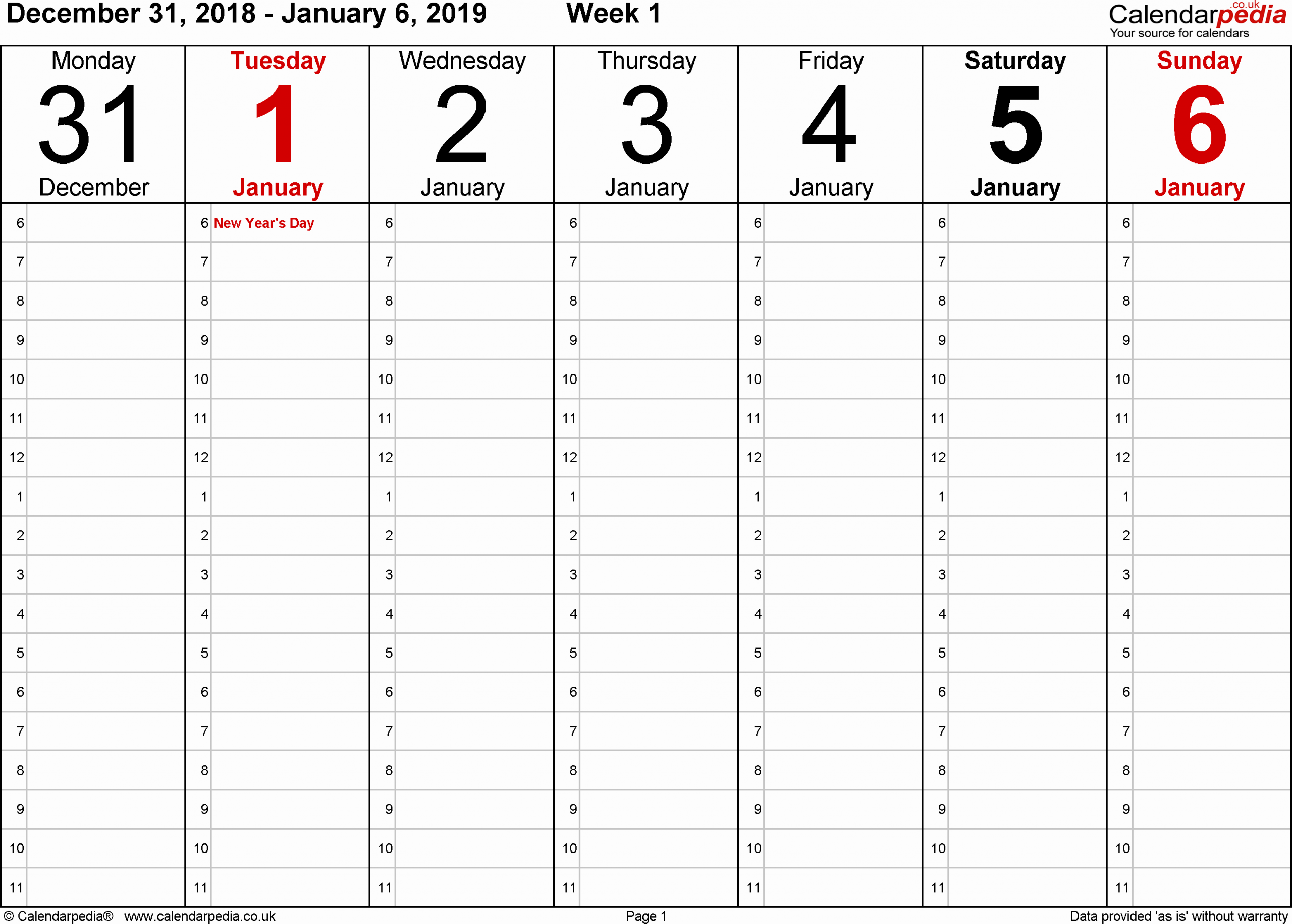 One Day Schedule Template Inspirational Weekly Calendar 2019 Uk Free Printable Templates for Pdf