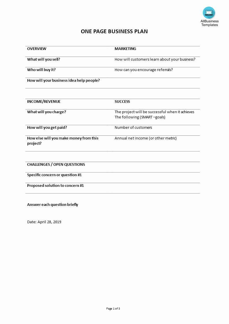 Pages Business Plan Template Best Of E Page Business Plan