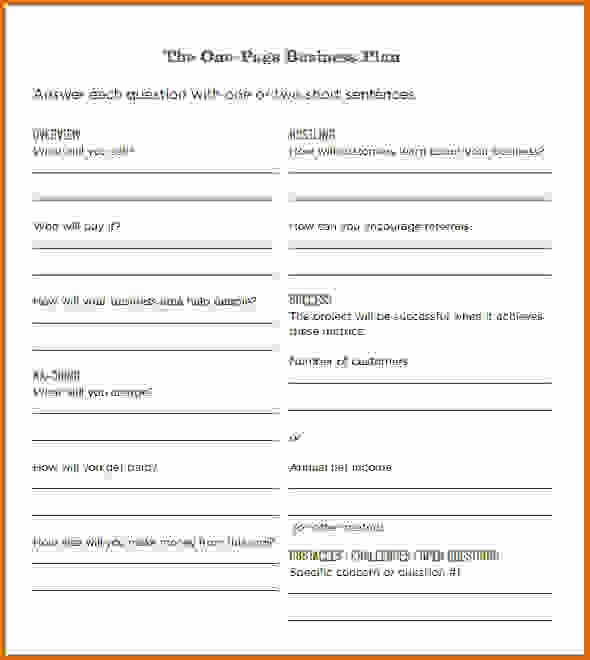 Pages Business Plan Template Lovely E Page Business Plan Pdf