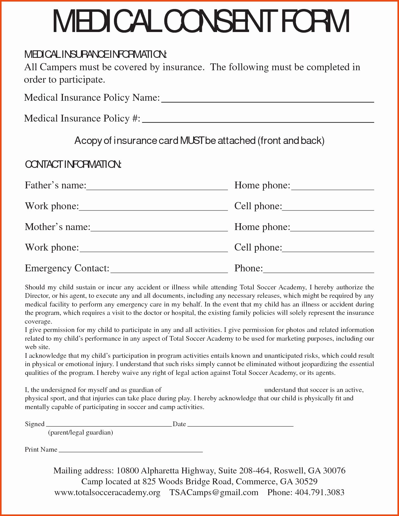 Parental Consent form Template Travel Awesome Medical Consent Letter Template Collection