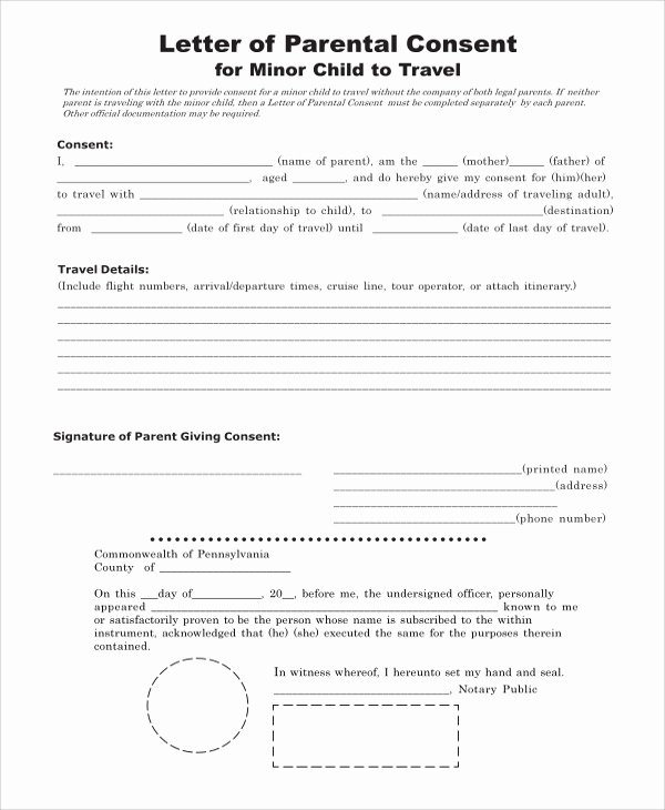 Parental Consent form Template Travel Inspirational Sample Consent form 8 Examples In Word Pdf