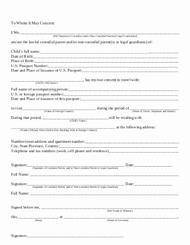 Parental Consent form Template Travel Luxury 10 Travel Consent Letter Templates Pdf