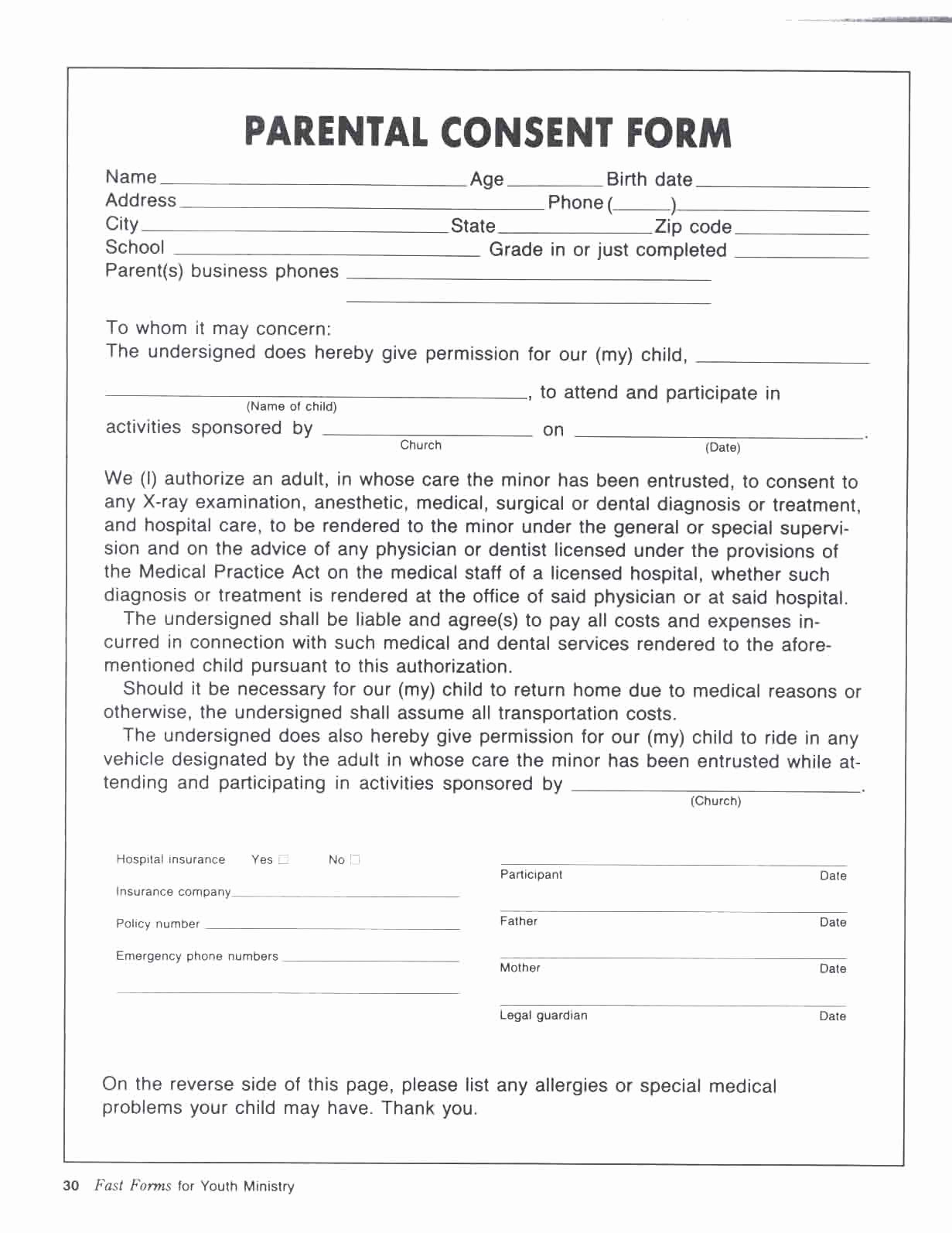 Parental Consent form Template Travel Luxury Paintball