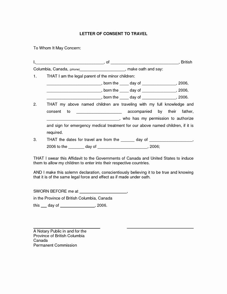 Parental Consent form Template Travel New Parental Consent Permission Letter Sample