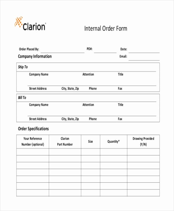 Part order form Template Awesome 8 Internal order forms Free Sample Example format