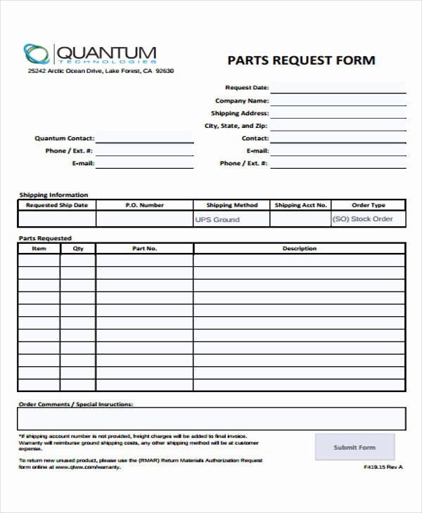 Part order form Template Best Of 43 Free Requisition forms