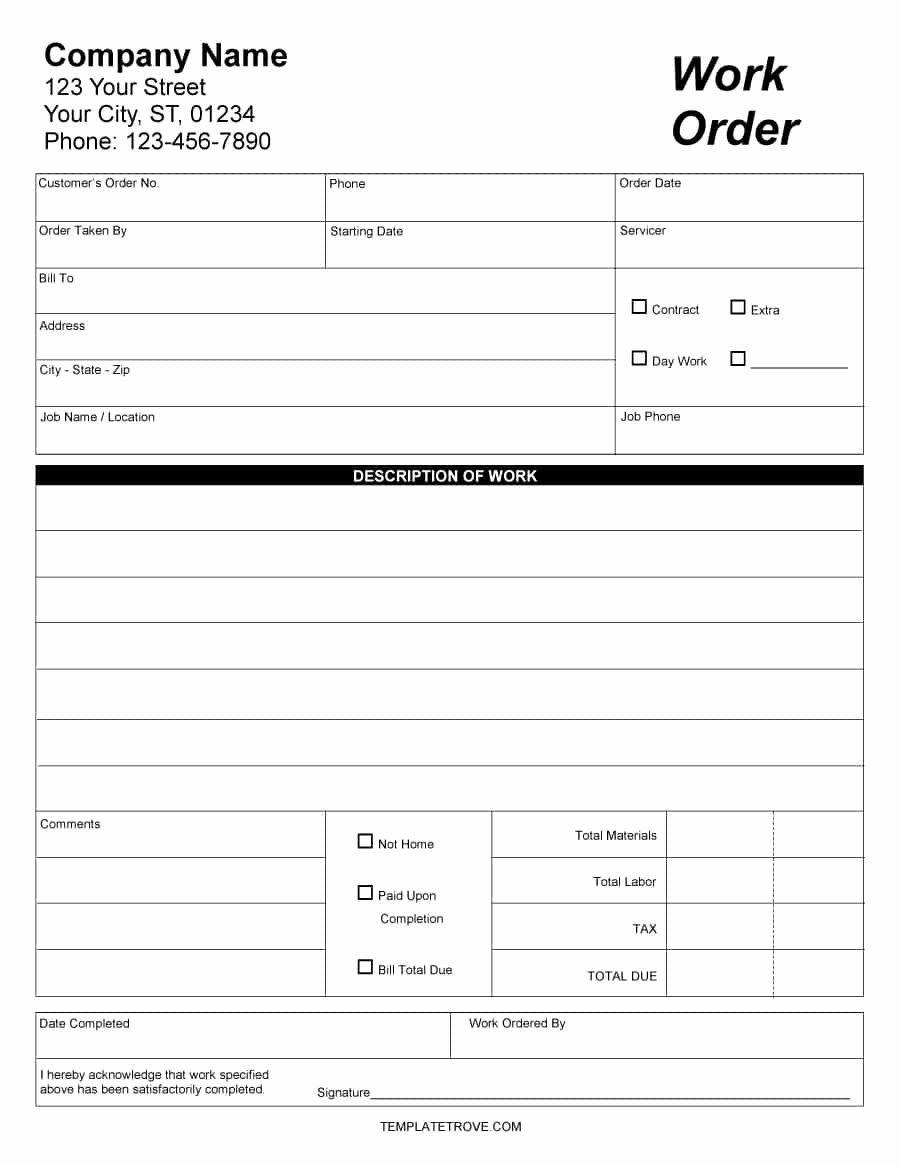 Part order form Template Elegant 40 order form Templates [work order Change order More]