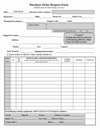 Part order form Template Fresh Purchase order Request form Template Free Download Edit