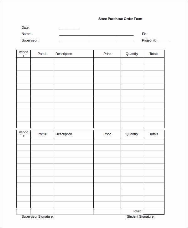 Part order form Template Luxury Sample Purchase order form 11 Examples In Word Pdf