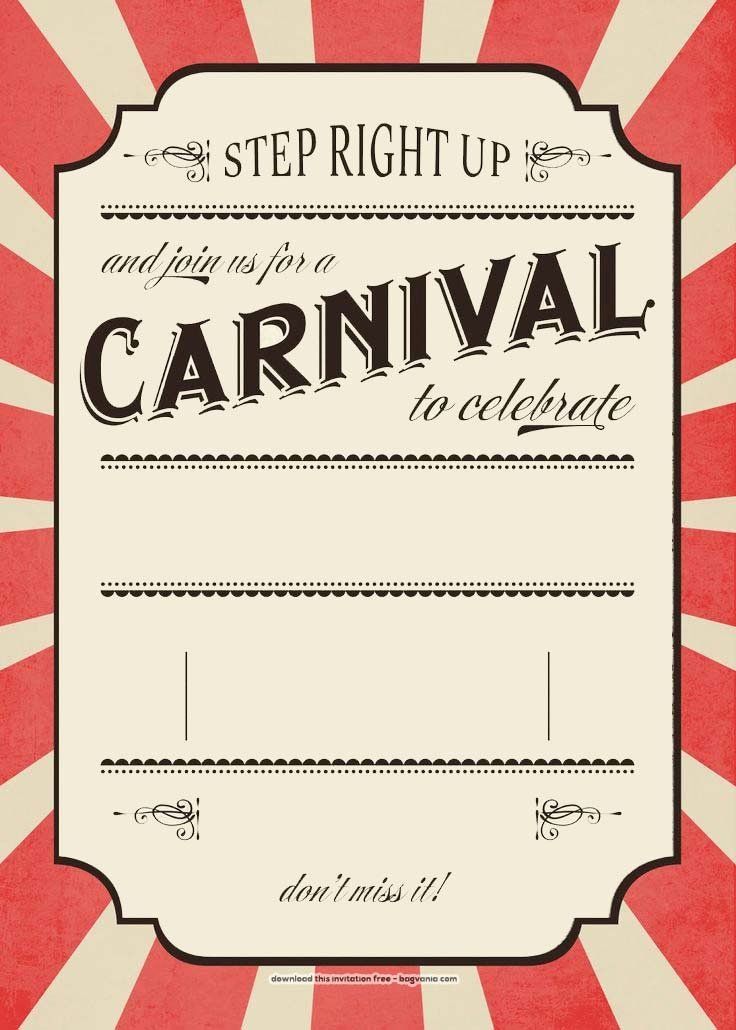 Party Invitation Template Free Awesome Free Carnival Birthday Invitations – Free Printable