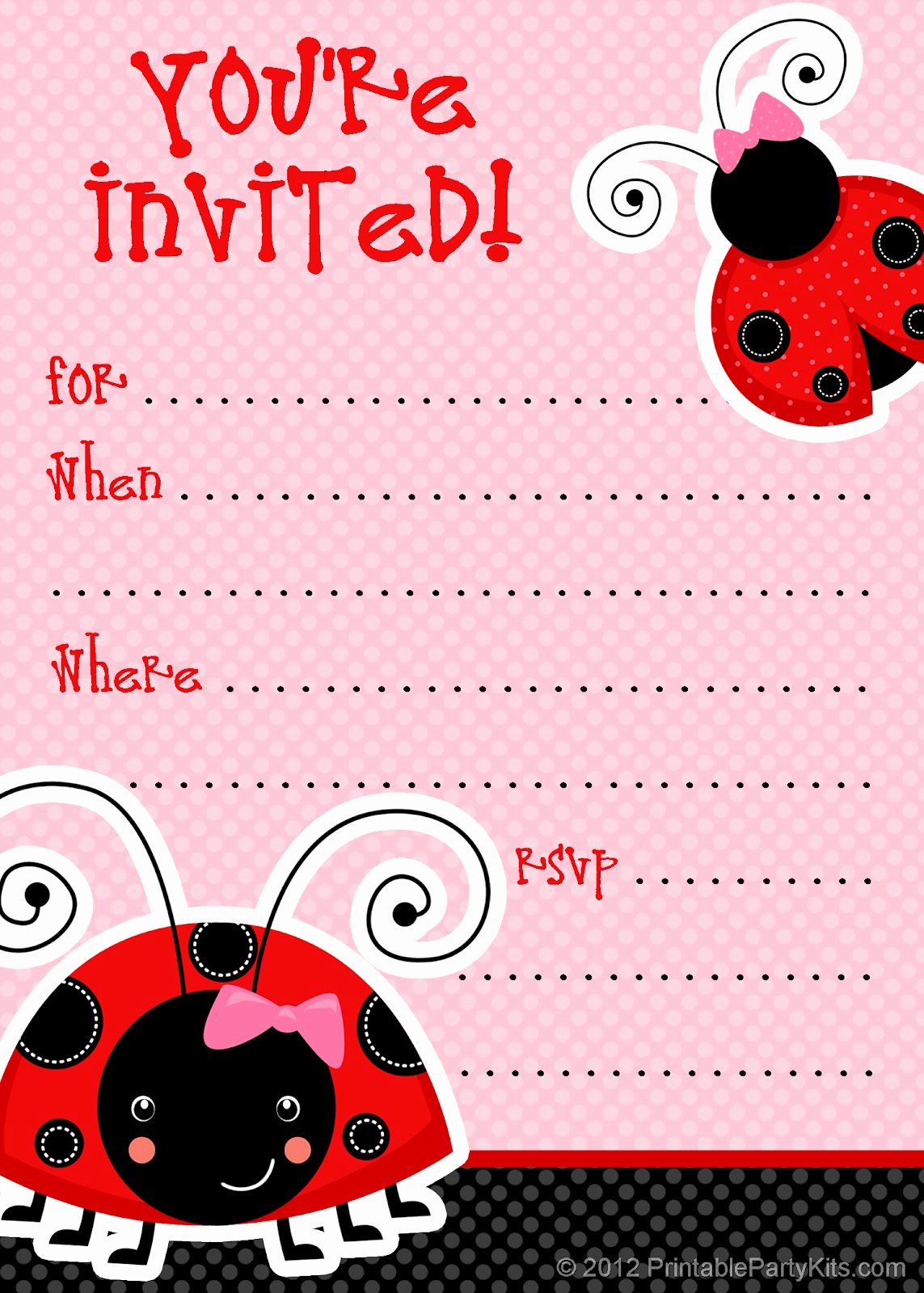 Party Invitation Template Free Elegant Free Printable Party Invitations Free Ladybug Invite Template