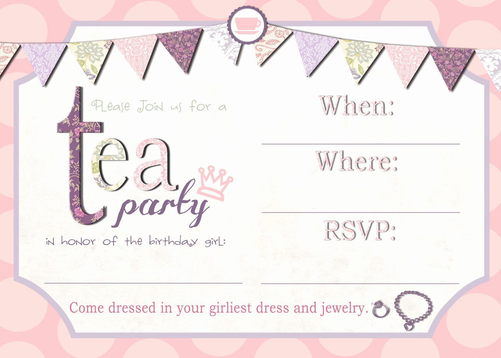 Party Invitation Template Free Elegant Mrs This and that Free Tea Party Invite