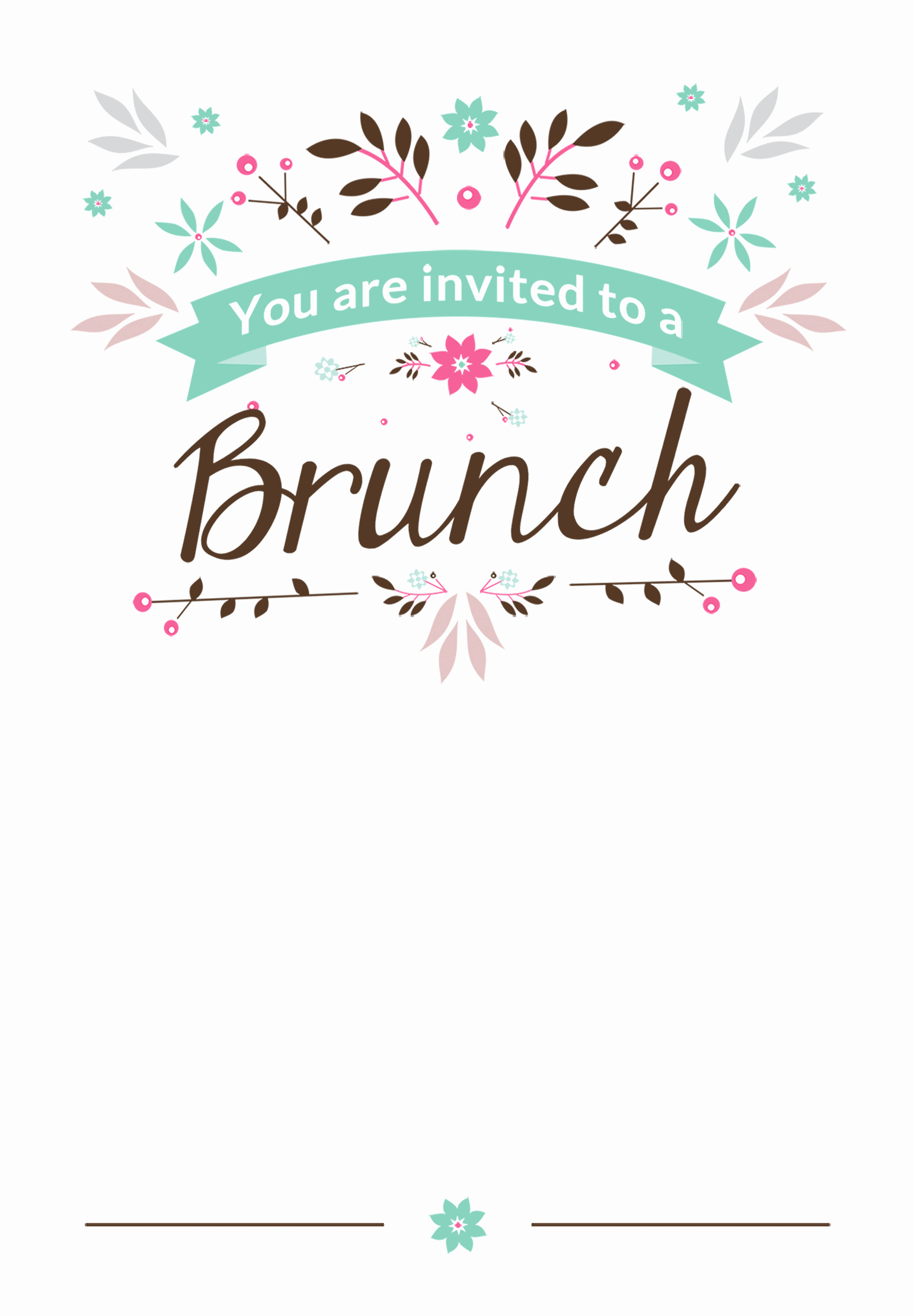 Party Invitation Template Free Fresh Flat Floral Free Printable Brunch Invitation Template
